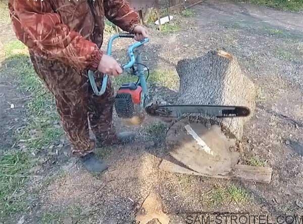 Самодельная бензопила с китайским двигателем от мотокосы